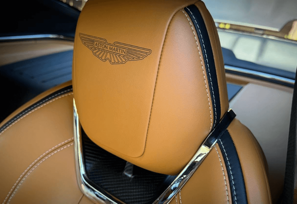 Aston Martin embossed leather headrest