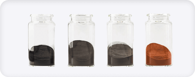 Metal powder material samples